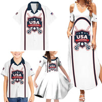 Custom USA 2025 Lacrosse Family Matching Summer Maxi Dress and Hawaiian Shirt USA Growing the Game White Version