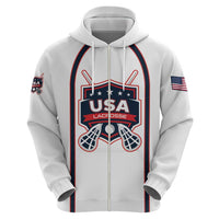 Custom USA 2025 Lacrosse Hoodie USA Growing the Game White Version