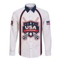 Custom USA 2025 Lacrosse Long Sleeve Button Shirt USA Growing the Game White Version