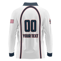 Custom USA 2025 Lacrosse Long Sleeve Polo Shirt USA Growing the Game White Version