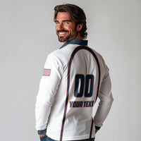 Custom USA 2025 Lacrosse Long Sleeve Polo Shirt USA Growing the Game White Version