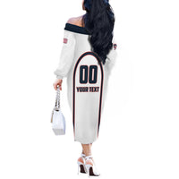 Custom USA 2025 Lacrosse Off The Shoulder Long Sleeve Dress USA Growing the Game White Version