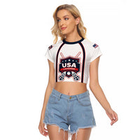 Custom USA 2025 Lacrosse Raglan Cropped T Shirt USA Growing the Game White Version