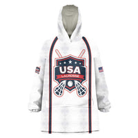 Custom USA 2025 Lacrosse Wearable Blanket Hoodie USA Growing the Game White Version