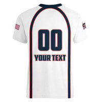 Custom USA 2025 Lacrosse Women V-Neck T-Shirt USA Growing the Game White Version