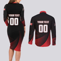 Custom Canada Lacrosse 2025 Couples Matching Long Sleeve Bodycon Dress and Long Sleeve Button Shirt Our Country and Our Game
