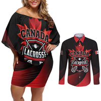 Custom Canada Lacrosse 2025 Couples Matching Off Shoulder Short Dress and Long Sleeve Button Shirt Our Country and Our Game