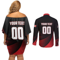 Custom Canada Lacrosse 2025 Couples Matching Off Shoulder Short Dress and Long Sleeve Button Shirt Our Country and Our Game
