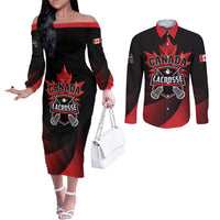 Custom Canada Lacrosse 2025 Couples Matching Off The Shoulder Long Sleeve Dress and Long Sleeve Button Shirt Our Country and Our Game