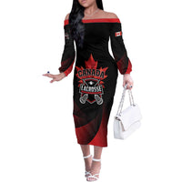 Custom Canada Lacrosse 2025 Off The Shoulder Long Sleeve Dress Our Country and Our Game