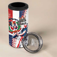 Personalized Baseball Dominican Republic 4 in 1 Can Cooler Tumbler Come On Team DR Grunge Style