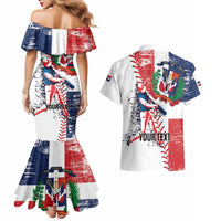 Personalized Baseball Dominican Republic Couples Matching Mermaid Dress and Hawaiian Shirt Come On Team DR Grunge Style
