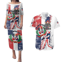 Personalized Baseball Dominican Republic Couples Matching Puletasi and Hawaiian Shirt Come On Team DR Grunge Style