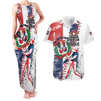 Personalized Baseball Dominican Republic Couples Matching Tank Maxi Dress and Hawaiian Shirt Come On Team DR Grunge Style