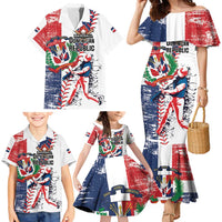 Personalized Baseball Dominican Republic Family Matching Mermaid Dress and Hawaiian Shirt Come On Team DR Grunge Style