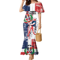 Personalized Baseball Dominican Republic Family Matching Mermaid Dress and Hawaiian Shirt Come On Team DR Grunge Style