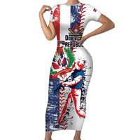 Personalized Baseball Dominican Republic Family Matching Short Sleeve Bodycon Dress and Hawaiian Shirt Come On Team DR Grunge Style