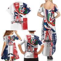 Personalized Baseball Dominican Republic Family Matching Summer Maxi Dress and Hawaiian Shirt Come On Team DR Grunge Style