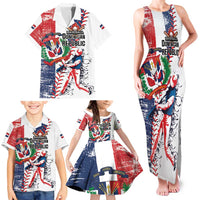 Personalized Baseball Dominican Republic Family Matching Tank Maxi Dress and Hawaiian Shirt Come On Team DR Grunge Style