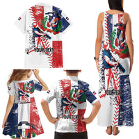 Personalized Baseball Dominican Republic Family Matching Tank Maxi Dress and Hawaiian Shirt Come On Team DR Grunge Style