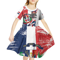 Personalized Baseball Dominican Republic Kid Short Sleeve Dress Come On Team DR Grunge Style