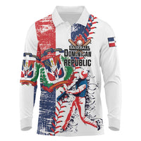 Personalized Baseball Dominican Republic Long Sleeve Polo Shirt Come On Team DR Grunge Style