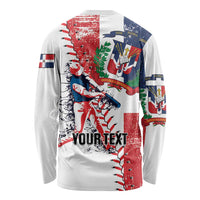Personalized Baseball Dominican Republic Long Sleeve Shirt Come On Team DR Grunge Style