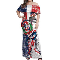 Personalized Baseball Dominican Republic Off Shoulder Maxi Dress Come On Team DR Grunge Style