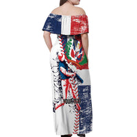 Personalized Baseball Dominican Republic Off Shoulder Maxi Dress Come On Team DR Grunge Style
