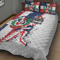 Baseball Dominican Republic Quilt Bed Set Come On Team DR Grunge Style