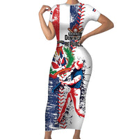 Personalized Baseball Dominican Republic Short Sleeve Bodycon Dress Come On Team DR Grunge Style