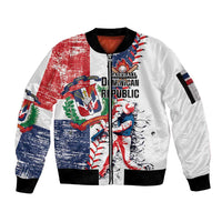 Personalized Baseball Dominican Republic Sleeve Zip Bomber Jacket Come On Team DR Grunge Style