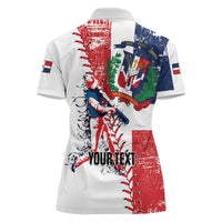 Personalized Baseball Dominican Republic Women Polo Shirt Come On Team DR Grunge Style
