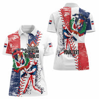 Personalized Baseball Dominican Republic Women Polo Shirt Come On Team DR Grunge Style
