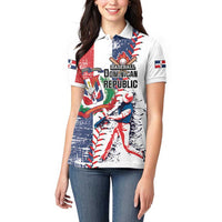 Personalized Baseball Dominican Republic Women Polo Shirt Come On Team DR Grunge Style