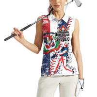 Personalized Baseball Dominican Republic Women Sleeveless Polo Shirt Come On Team DR Grunge Style