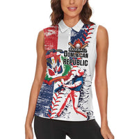 Personalized Baseball Dominican Republic Women Sleeveless Polo Shirt Come On Team DR Grunge Style