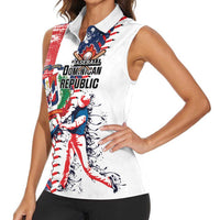 Personalized Baseball Dominican Republic Women Sleeveless Polo Shirt Come On Team DR Grunge Style