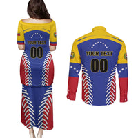 Custom Baseball Venezuela Couples Matching Puletasi and Long Sleeve Button Shirt Team Venezuela Go Champions