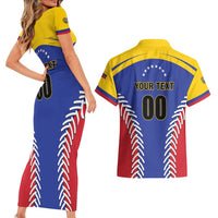 Custom Baseball Venezuela Couples Matching Short Sleeve Bodycon Dress and Hawaiian Shirt Team Venezuela Go Champions