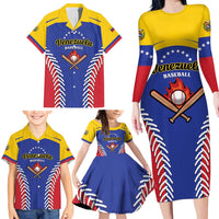 Custom Baseball Venezuela Family Matching Long Sleeve Bodycon Dress and Hawaiian Shirt Team Venezuela Go Champions