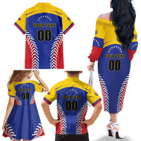 Custom Baseball Venezuela Family Matching Off The Shoulder Long Sleeve Dress and Hawaiian Shirt Team Venezuela Go Champions