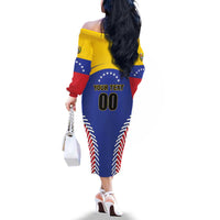 Custom Baseball Venezuela Family Matching Off The Shoulder Long Sleeve Dress and Hawaiian Shirt Team Venezuela Go Champions