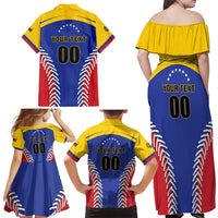 Custom Baseball Venezuela Family Matching Off Shoulder Maxi Dress and Hawaiian Shirt Team Venezuela Go Champions