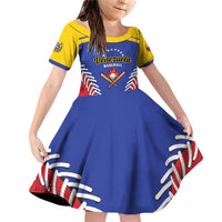 Custom Baseball Venezuela Family Matching Off Shoulder Short Dress and Hawaiian Shirt Team Venezuela Go Champions