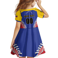 Custom Baseball Venezuela Family Matching Off Shoulder Short Dress and Hawaiian Shirt Team Venezuela Go Champions