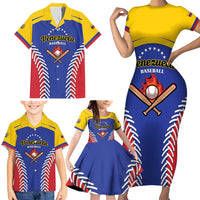 Custom Baseball Venezuela Family Matching Short Sleeve Bodycon Dress and Hawaiian Shirt Team Venezuela Go Champions