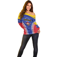 Custom Baseball Venezuela Off Shoulder Sweater Team Venezuela Go Champions