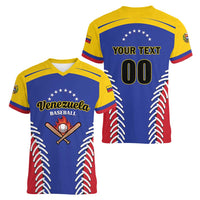 Custom Baseball Venezuela Women V-Neck T-Shirt Team Venezuela Go Champions