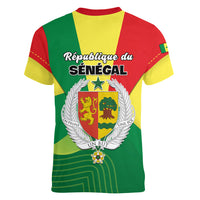 Senegal Women V Neck T Shirt Bahamian Lion Baobab Flag Style - Wonder Print Shop